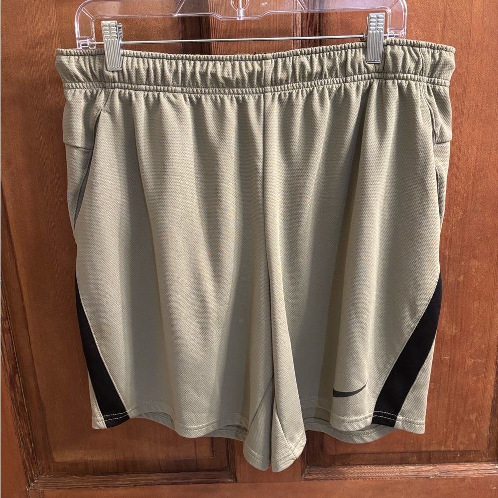 Nike Men's Light Olive Green Athletic Shorts